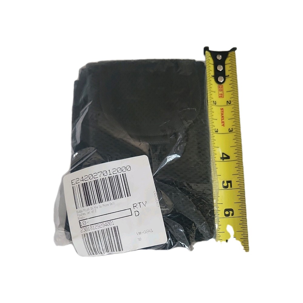 Buddy Pouch Black Nylon Running Belt Mesh Pouch Hook & Loop Closure Unisex