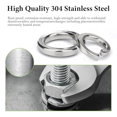 Spring Lock Washers Assortment Kit 1780 Pcs - Metric & SAE Split Washers, 304 SS