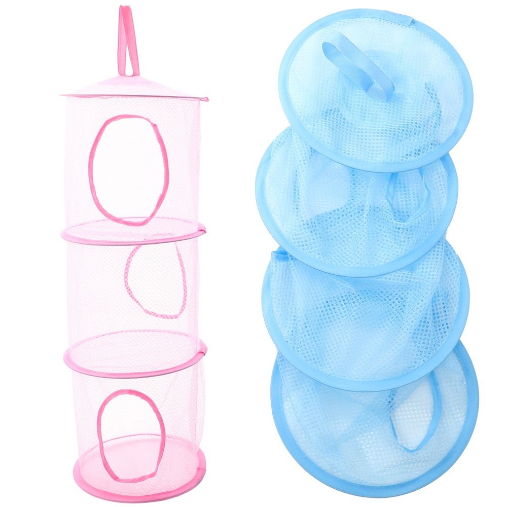 2 Pcs Hanging Mesh Storage Net Multi Layer Drying Basket For Socks Clothes
