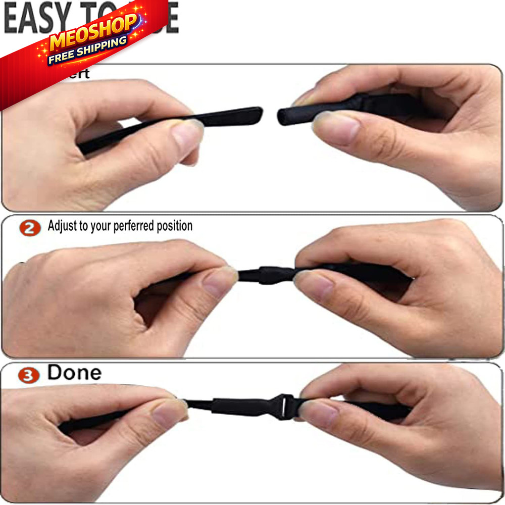 KSACLE Adjustable Glasses Strap - Upgrade 4 Pack No Tail 14 inch, Black