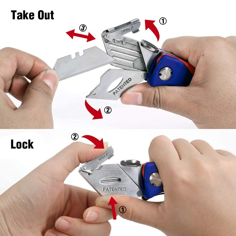 WORKPRO Folding Utility Knife Quick-Change Box Cutter Blade w/ 5PCS Extra Blades