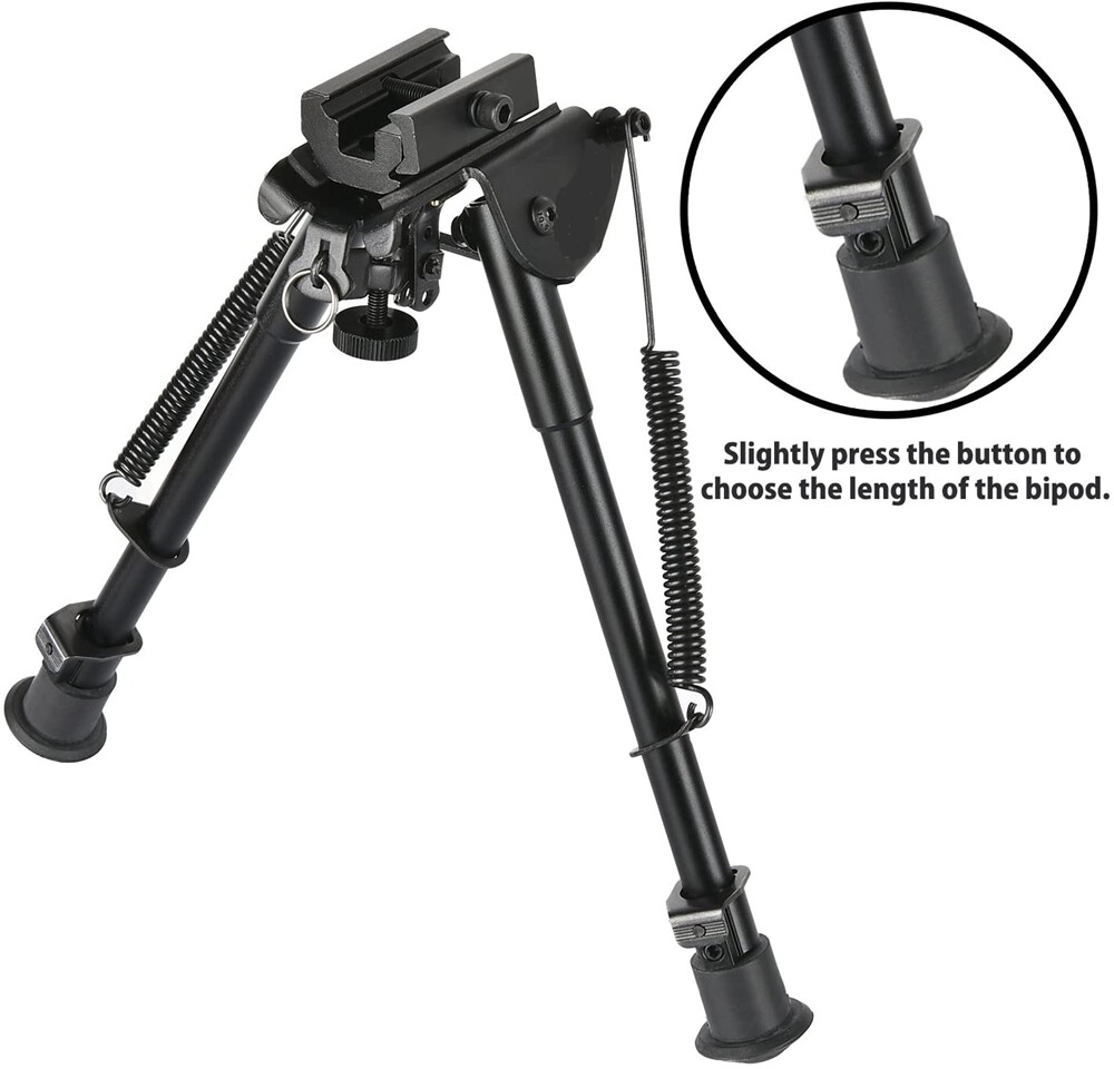 6,9" Harris Style Rifle Bipod Adjustable Spring Return with Adapter For Hunting