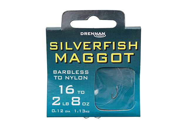 DRENNAN SILVERFISH MAGGOT - BARBLESS HOOKS TO NYLON