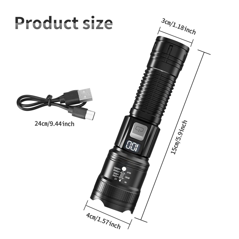 Super Bright LED Tactical Flashlight Torch Flashlight Rechargeable Camping Light