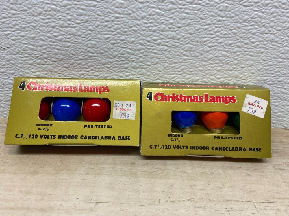 Vtg Multy Colored 2 Pack Christmas Lights Replacement Bulbs 4Pc Each # C 7.5