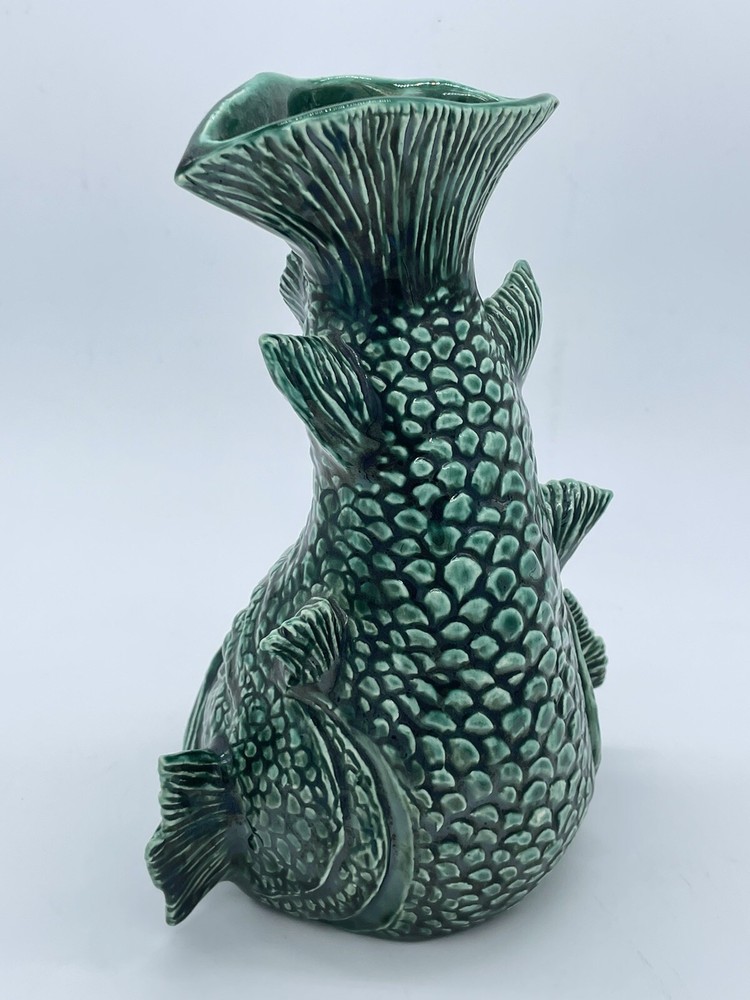 Ceramic Chimenea Fish Incense Ashtray Decor Unusual Green