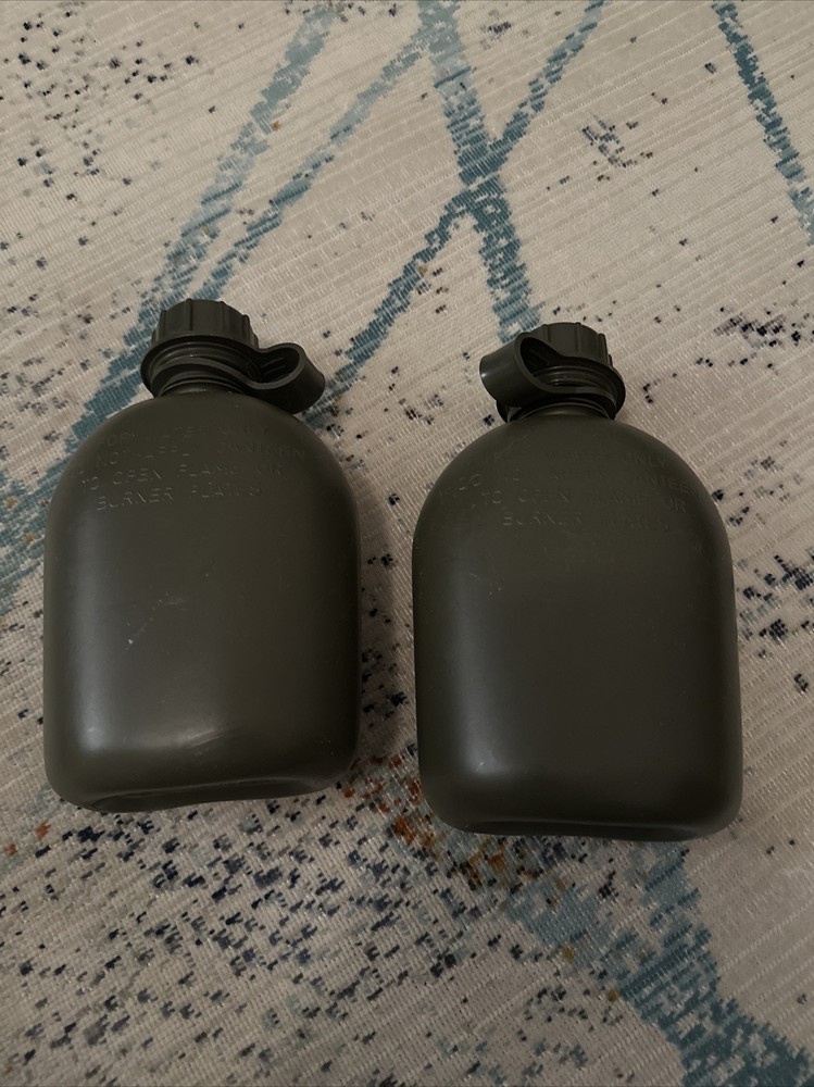 TWO ORIGINAL MILITARY ONE QUART PLASTIC CANTEEN