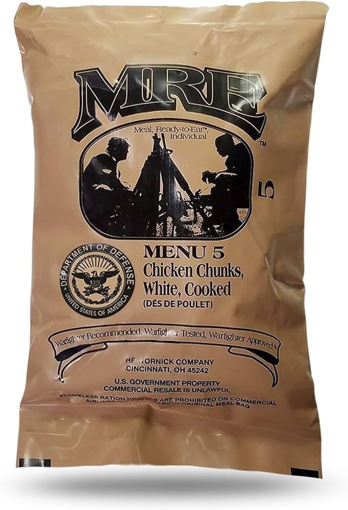 MRE Meal Ready To Eat - Menu 5 - Chicken Chunks White, Cooked