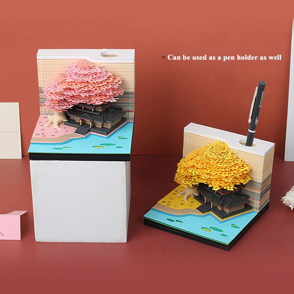 3D Memo Pad 260 Sheets Paper Carving Sticky Notes Convenience Post Notes pink