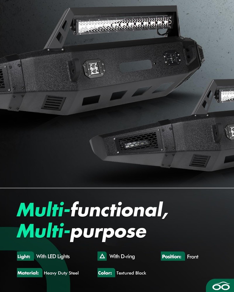 Front Bumper with Winch Plate LED Light F-150 2015-2017