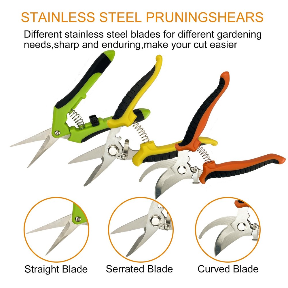 Pruning Shears, 5 Pack Garden Shears with Medium, Orange, Yellow, Green