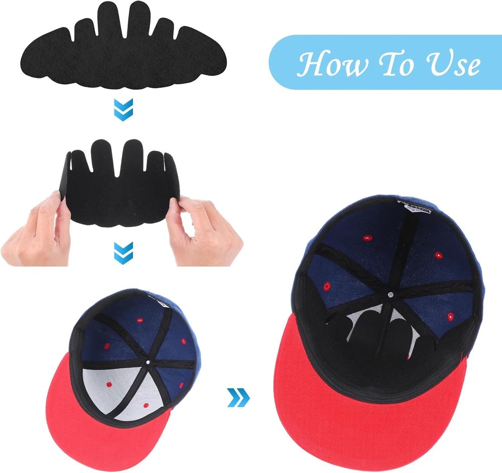 10pc Baseball Cap Insert Hat Shaper Felt Dome Support Sweat Liner Reusable Black