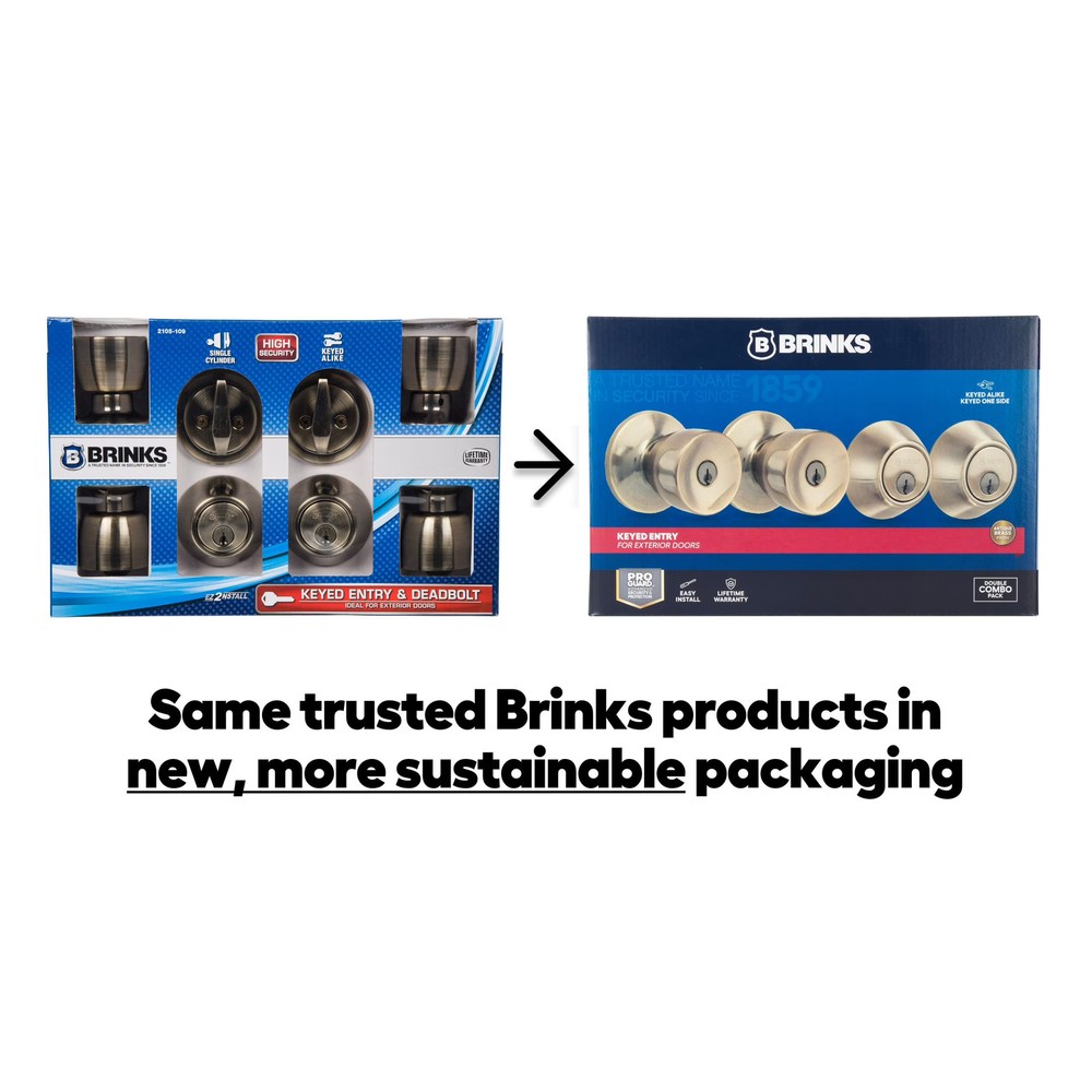 Brinks Keyed Entry Classic Bell Style Doorknob and Deadbolt Combo Twin pack *