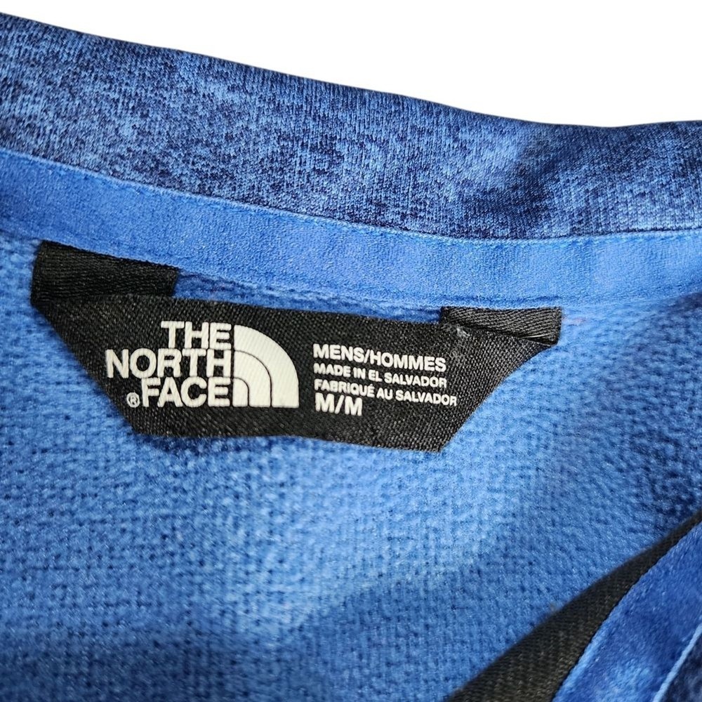 The North Face Mens Blue Heathered Quarter Zip Fleece Pullover Jacket Medium