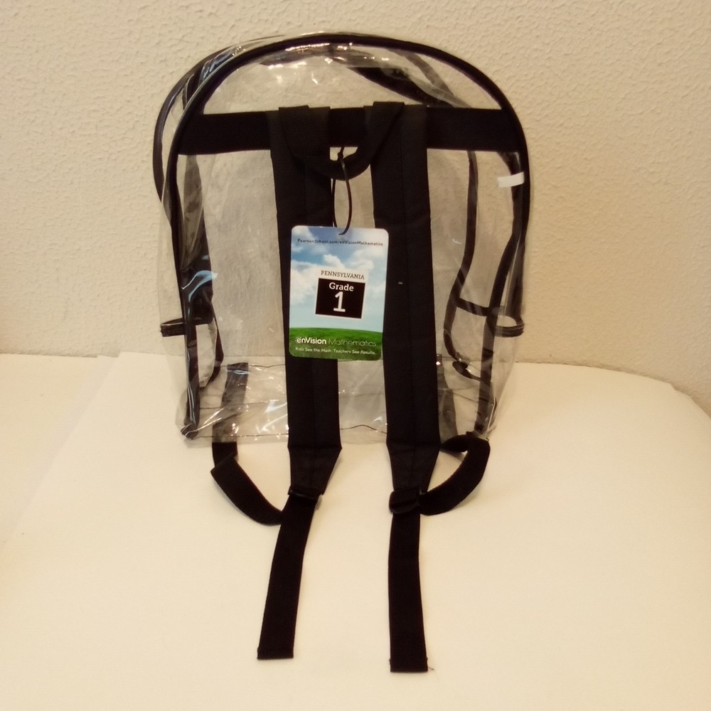 Invision Clear Black Double Adjustable Straps Top Handle Plastic Backpack NWT