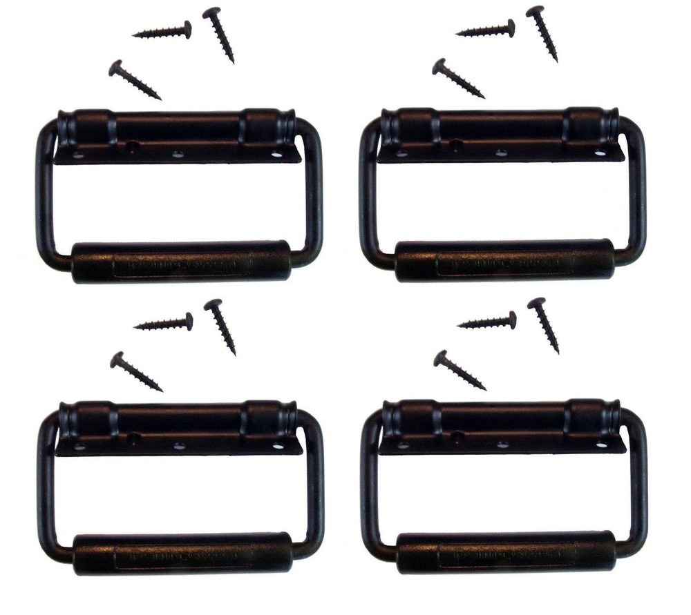 (4 PACK) PENN ELCOM 2356BK Surface Mount Spring Loaded Handle w/Screws - BLACK