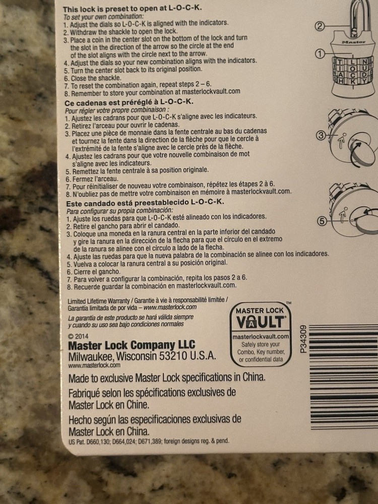 Master Lock Word Combination Padlock NEW