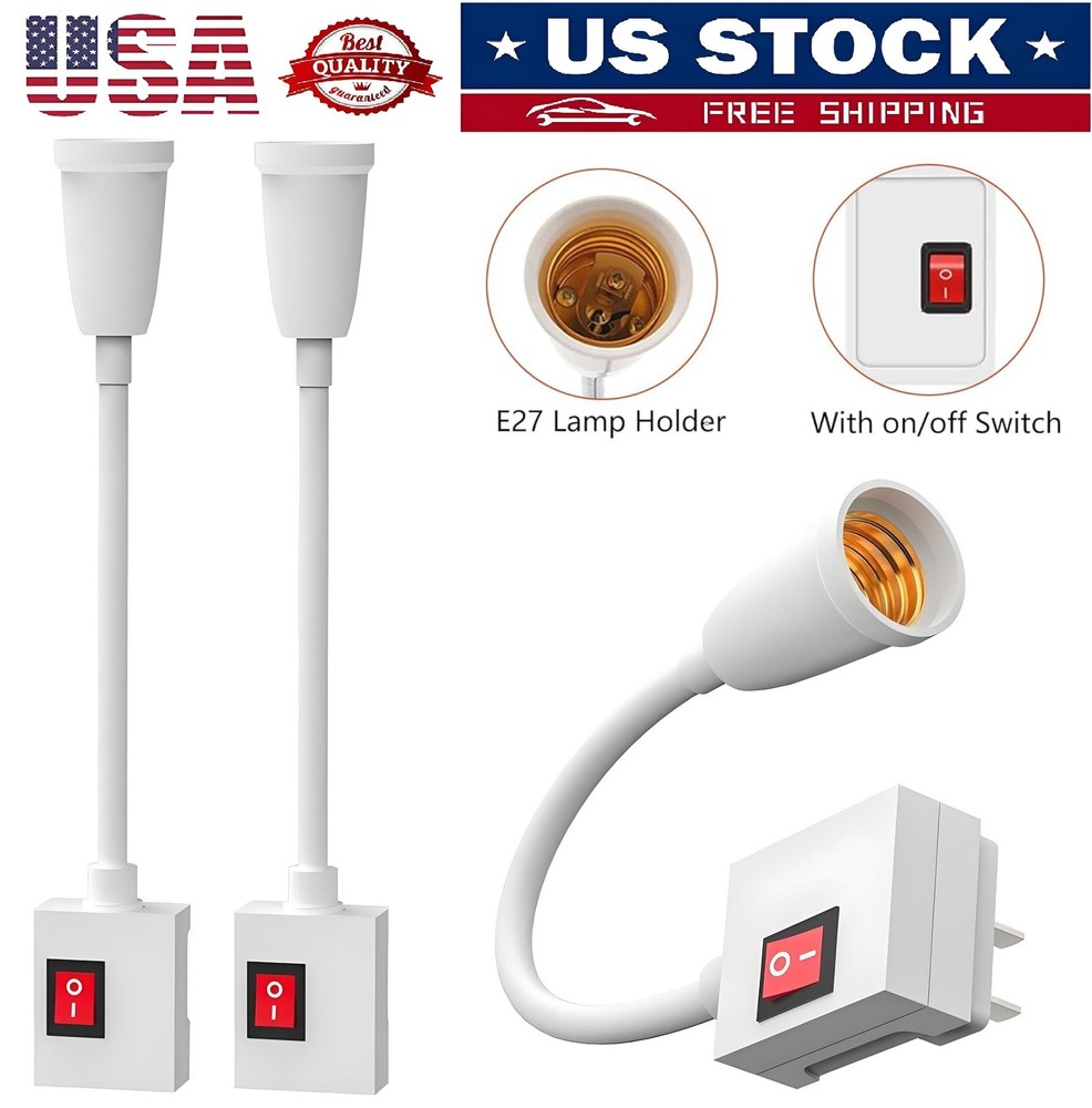 3× Flexible E26 E27 LED Light Bulb Lamp Holder Extension Plug in Adapter Socket