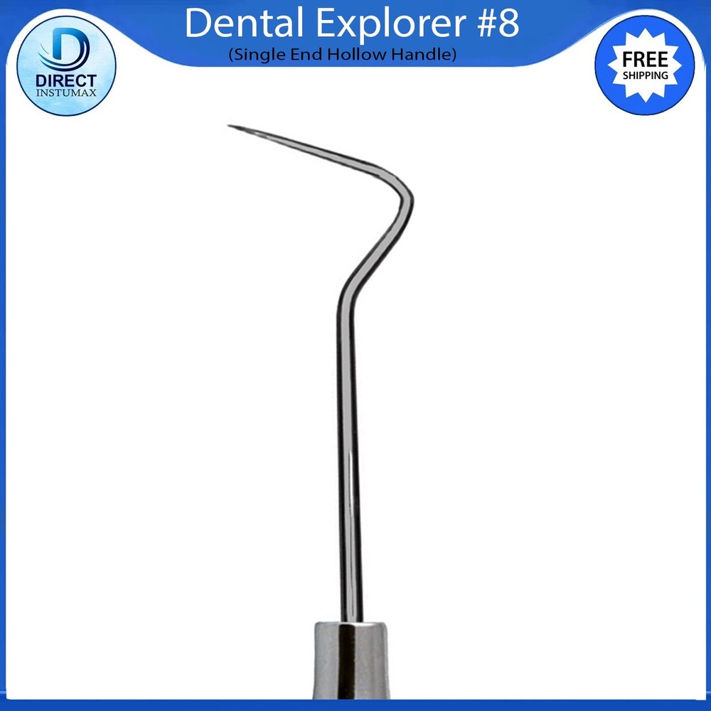 Explorer #8 Dental Instrument Hollow Handle Single Ended Diagnostic Tool