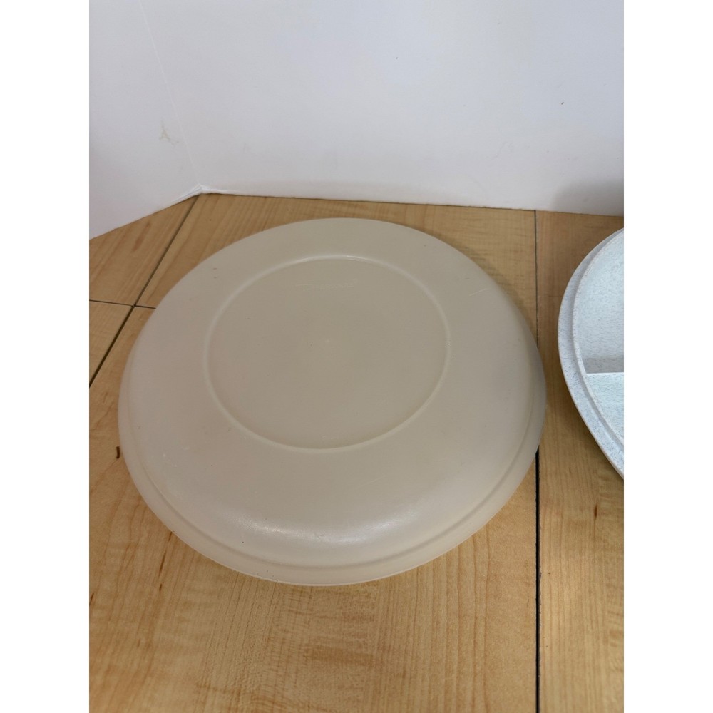 Tupperware Divided Serving Platter with Lid Speckled White Vintage Kitchenware