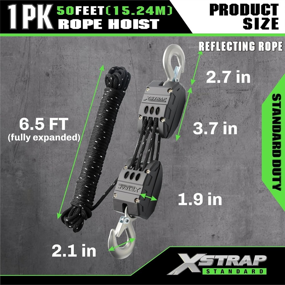 High Visibility 50ft Reflective Hoist System - Effortless Lifting Power 2000LB