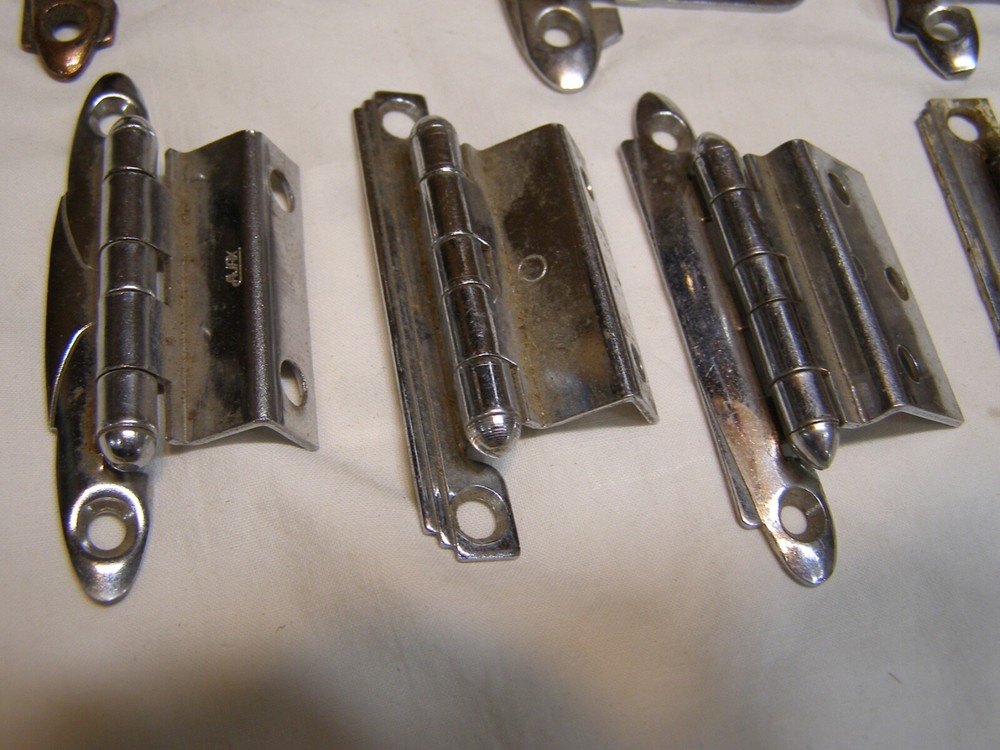 7 Vintage Unmatched Offset & Face Mount Cabinet Hinges All different Most Chrome