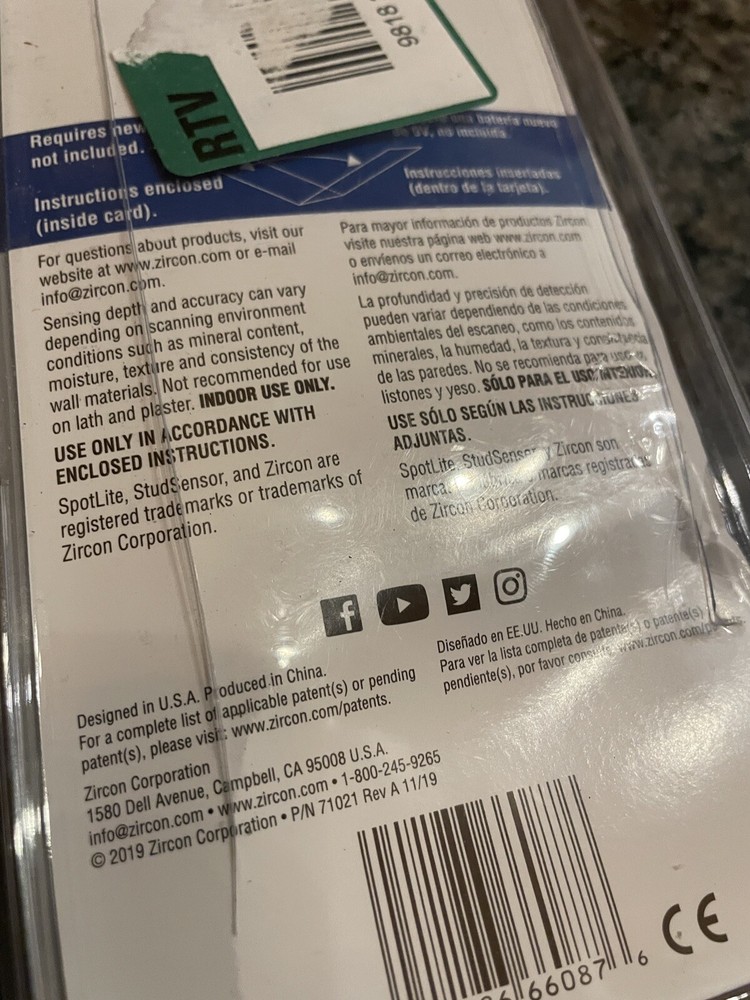 ZIRCON -StudSensor HD25 Edge Finding Stud Finder 3/4 In