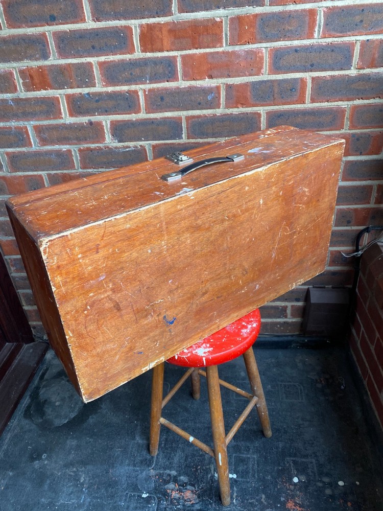 Vintage Mid-Century Tool Box Carry Chest Storage Drop Front Handle XLarge