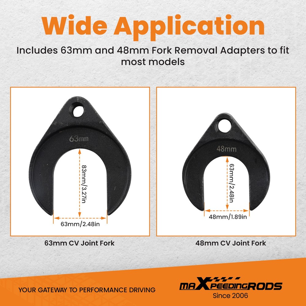 Inner CV Axle Puller Removal Tool Slide Hammer 48&63mm CV Joint Fork Adapter