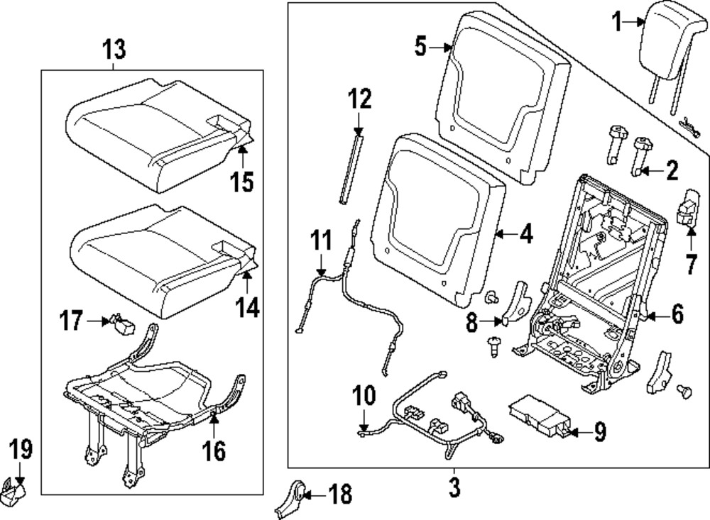 Genuine Nissan Headrest Outer 86480-7KB0D