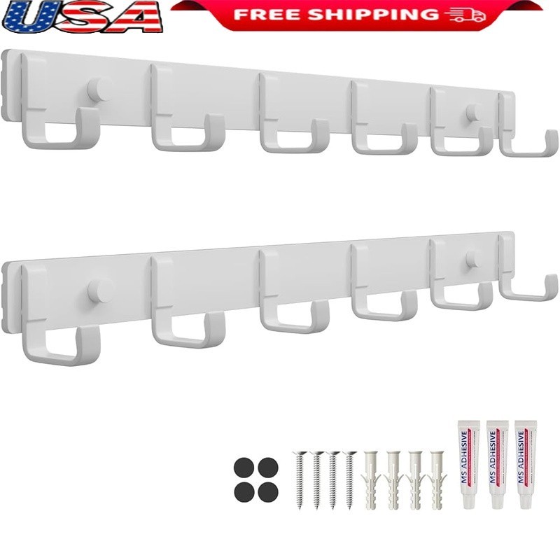 Wall Mount Coat Rack Hooks Space Saving Organizer Heavy Duty Storage Solution US