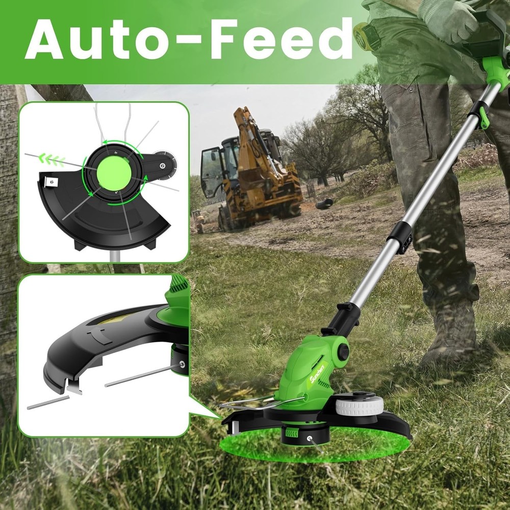 Efficient 20V Cordless Grass Trimmer - 9500 RPM, Battery Powered & Foldable