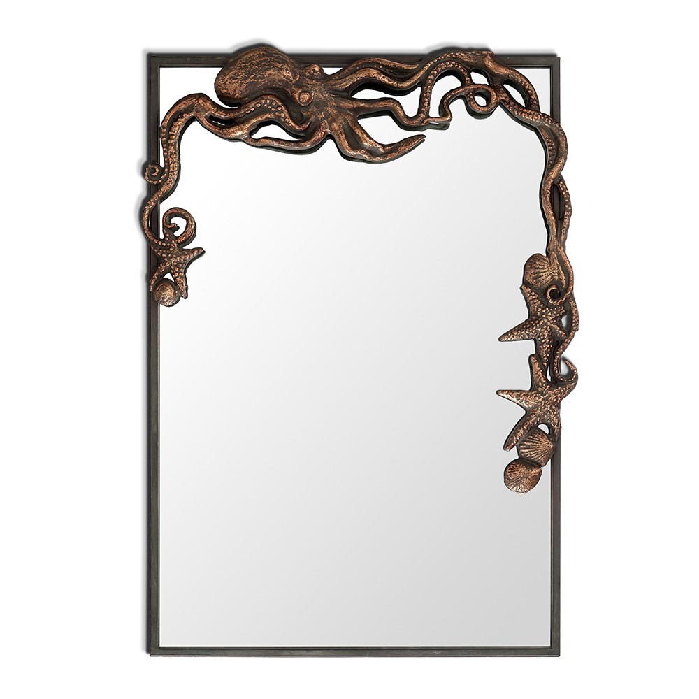 Octopus Rectangular Mirror Wall Mount Mirror Home Decor Cast Iron