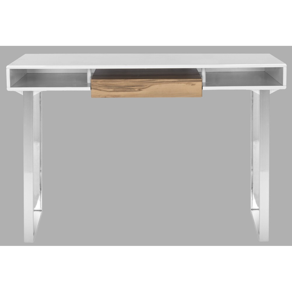 SAFAVIEH Metropolitan Computer Desk | White / Chrome |