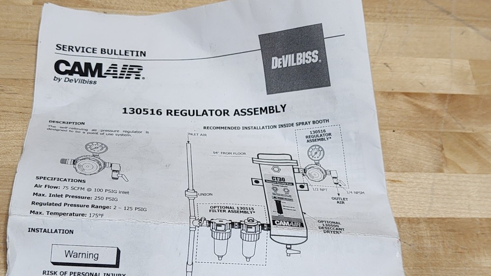 DeVilbiss CAMAIR 130516 Air Regulator Assembly *PI