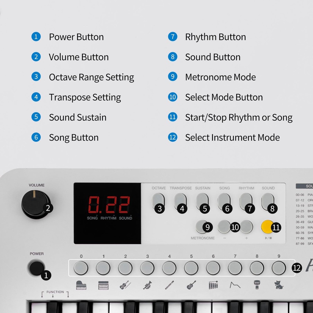 MK1 37 Keys Keyboard Piano, Mini Portable Multi-Function Piano with Excellent...