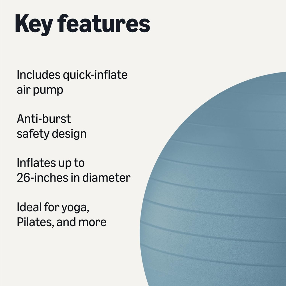 Anti-Burst Exercise Ball with Pump, 23-26" Diameter