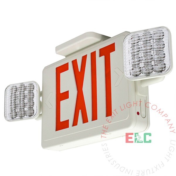 LFI Lights | Red LED Exit Sign Emergency Light Self Testing Combo COMBOLG-R-W-ST