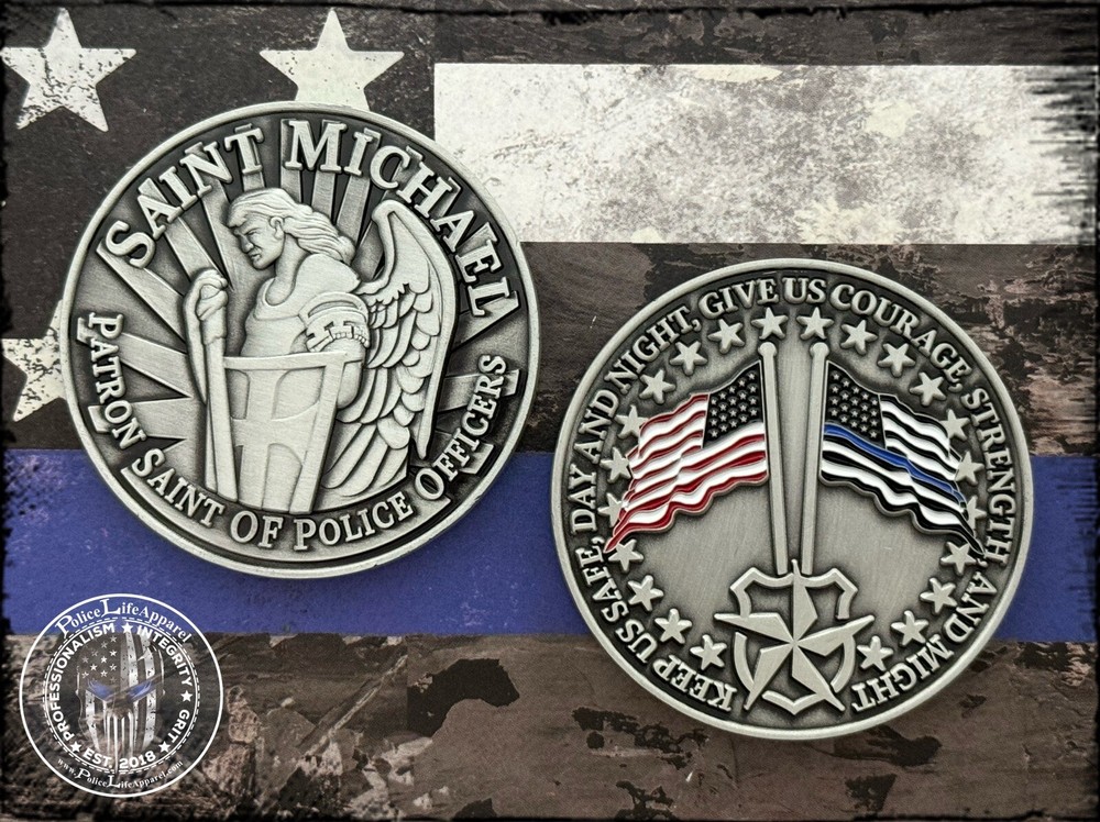 Blue Line St. Michael Challenge Coin