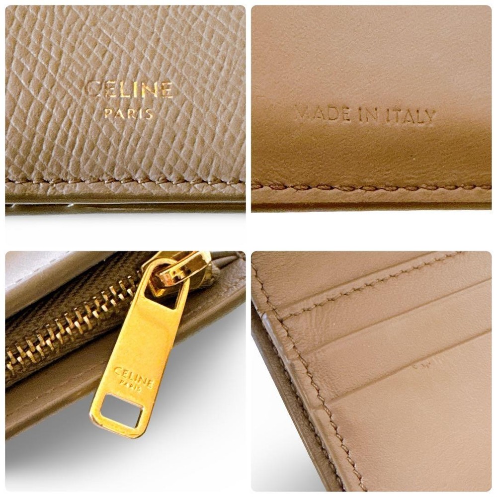 condition CELINE Compact Wallet Pebble Leather From Japan