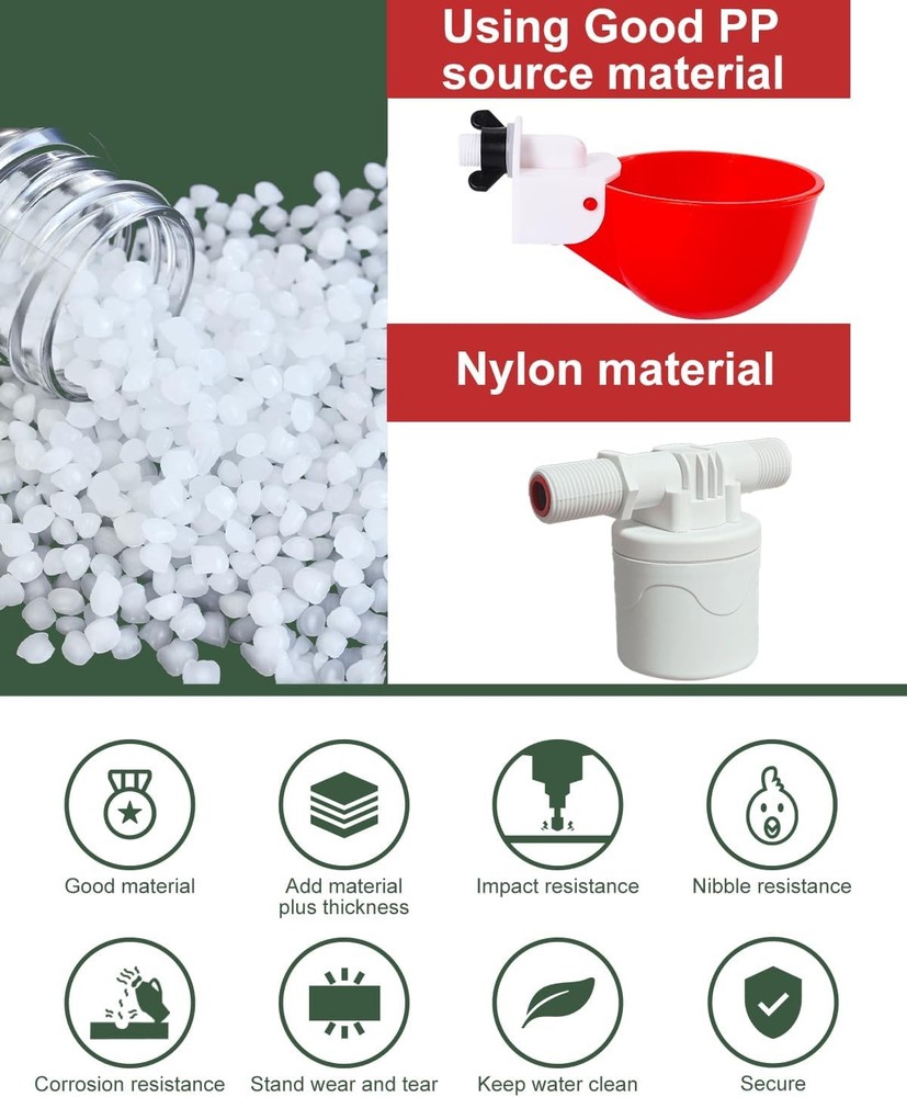 DIY Automatic Chicken Waterer Kit 4 Chicken Water Cups Float Valve Drill Bit 4