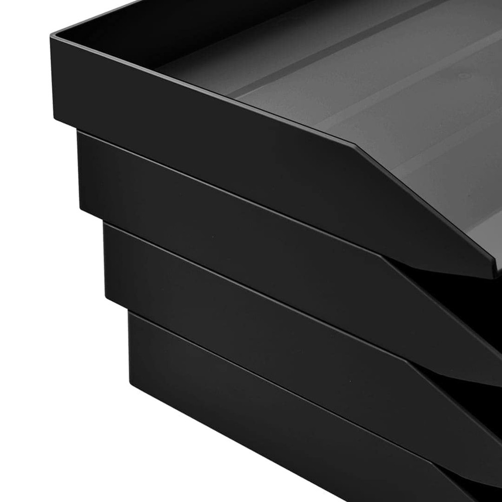 Stackable Letter Tray Single Side Load, Plastic, Desktop File Organizer (Blac...