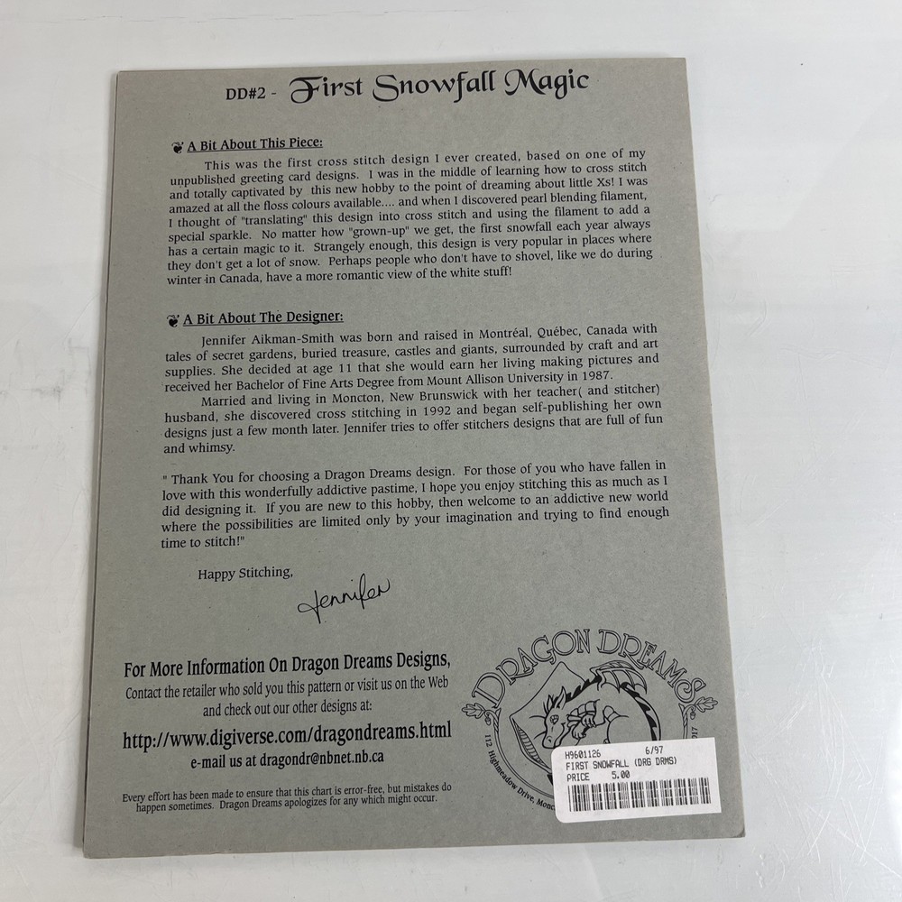 Dragon Dreams first snowfall magic Counted Cross Stitch Pattern