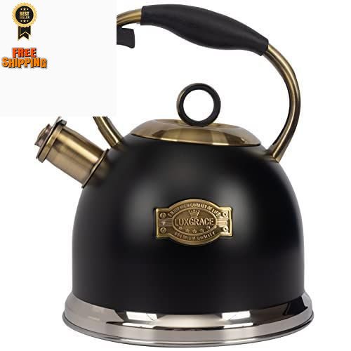 Tea Kettle -3.0 Quart Kettles Stovetop Whistling Teapot 3 Quarts, Black