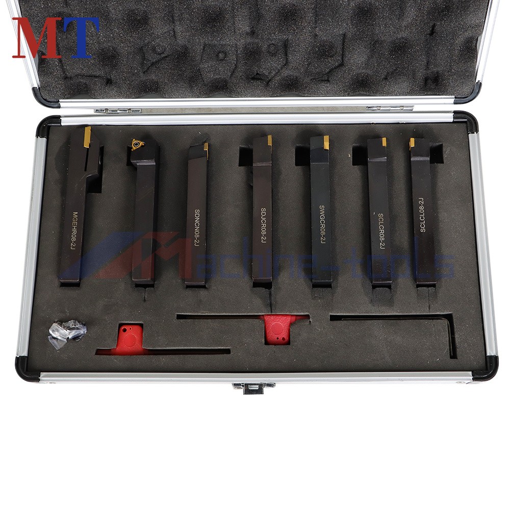 1/2"7x Carbide Indexable Turning Tool Lathe Tool Bit Thread Insert+Holder Kit