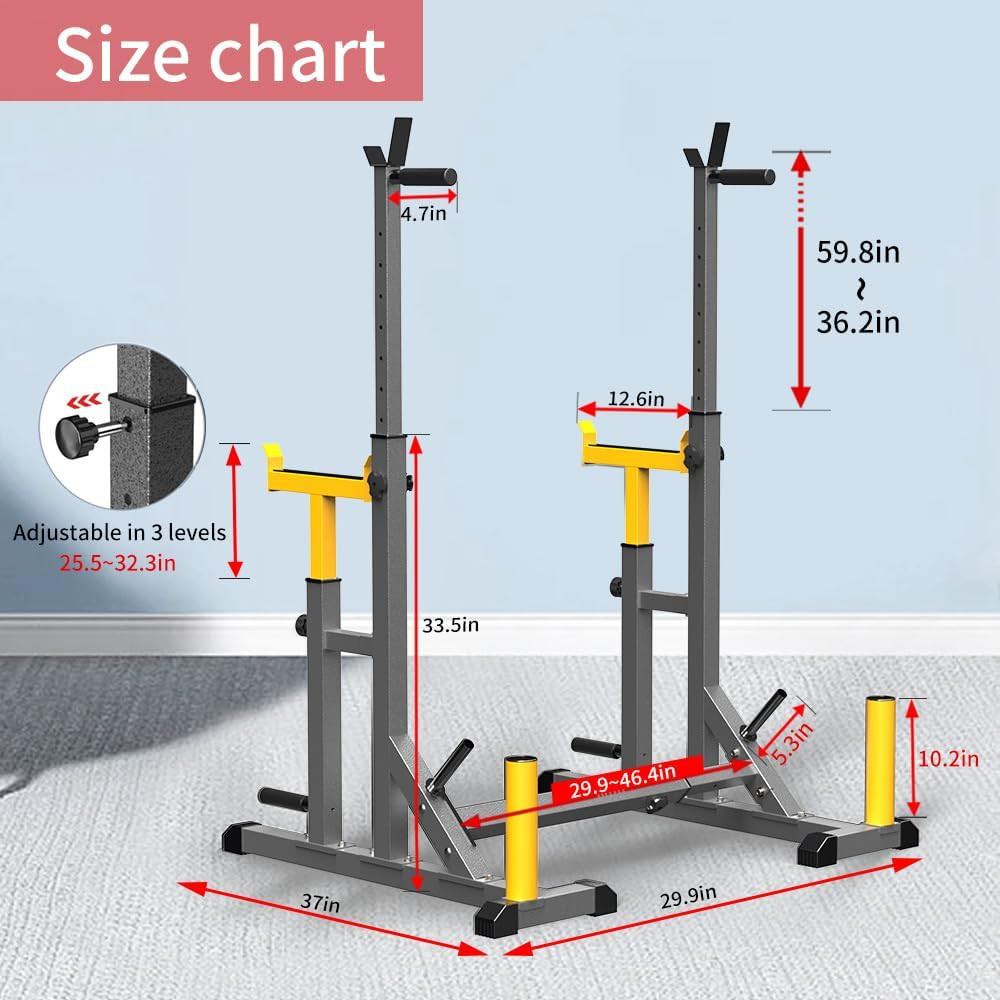 K Kingkang Adjustable Squat Rack,Multi-Function Barbell Rack for Weight Lifting