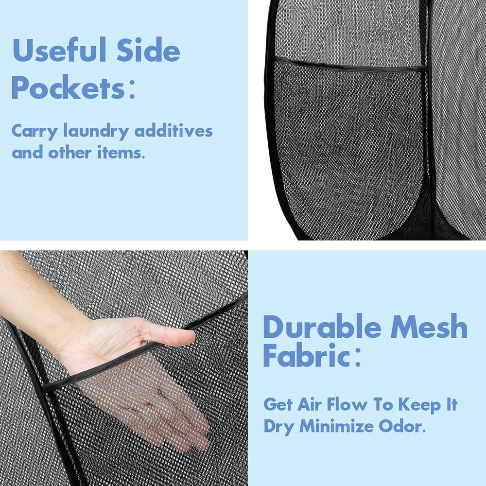 Pop Up Hamper, 1 PCS Mesh Pop Up Laundry Hamper, Foldable Mesh Laundry Basket...