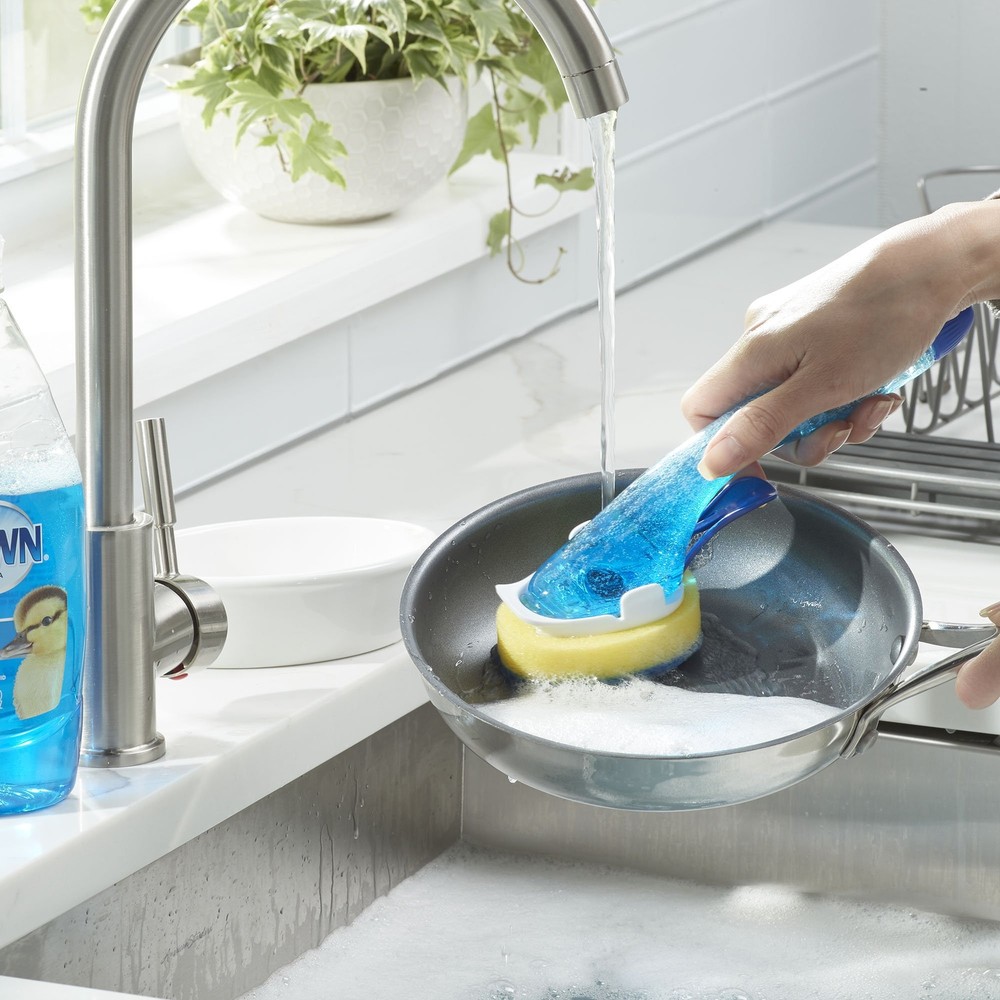 No Drip Fillable Dishwand Nonscratch Clear