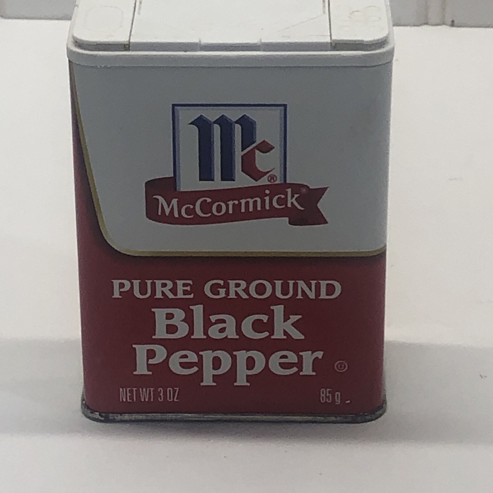 McCormick Pure Ground Black Pepper Tin w/ Plastic Lid 3oz Empty