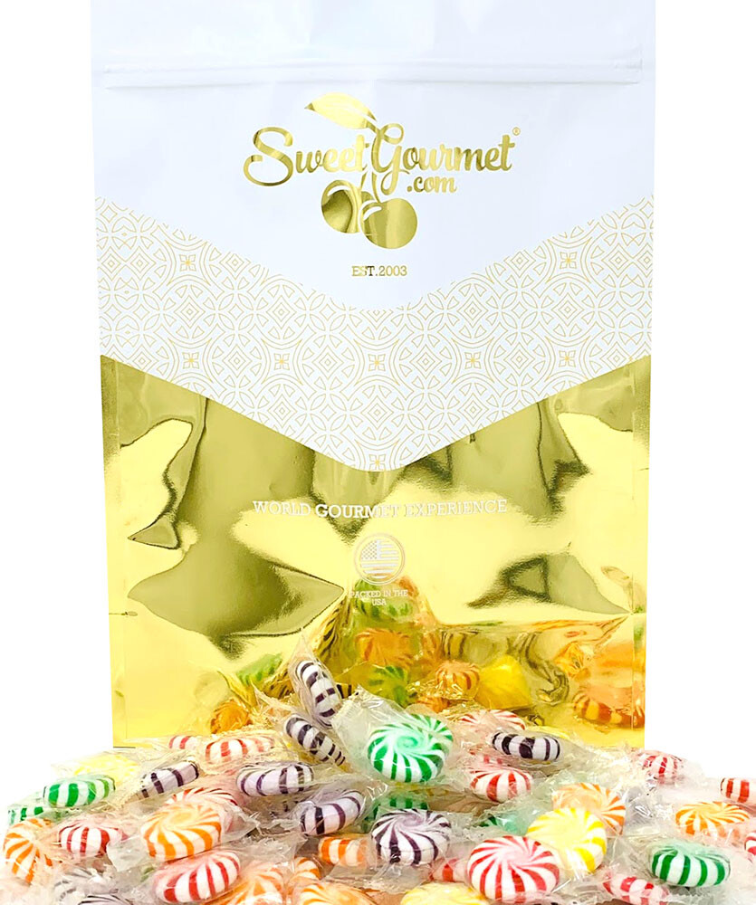 SweetGourmet Assorted Fruit Pinwheels Hard Candy | Wrapped Starlights |